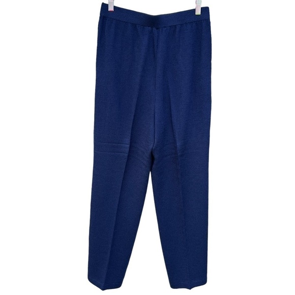Vintage St. John Collection Santana Knit Pleated Front Trouser Pants Sz 10 Navy - Picture 2 of 10